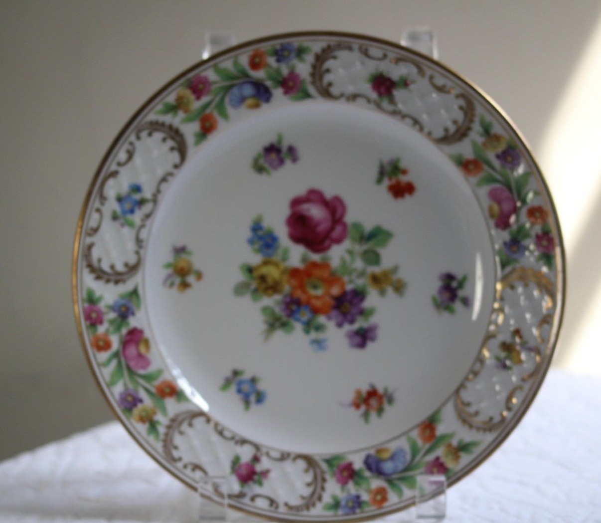 12 Antique Schumann Bavaria Empress Dresden Flowers Salad Dessert Plates