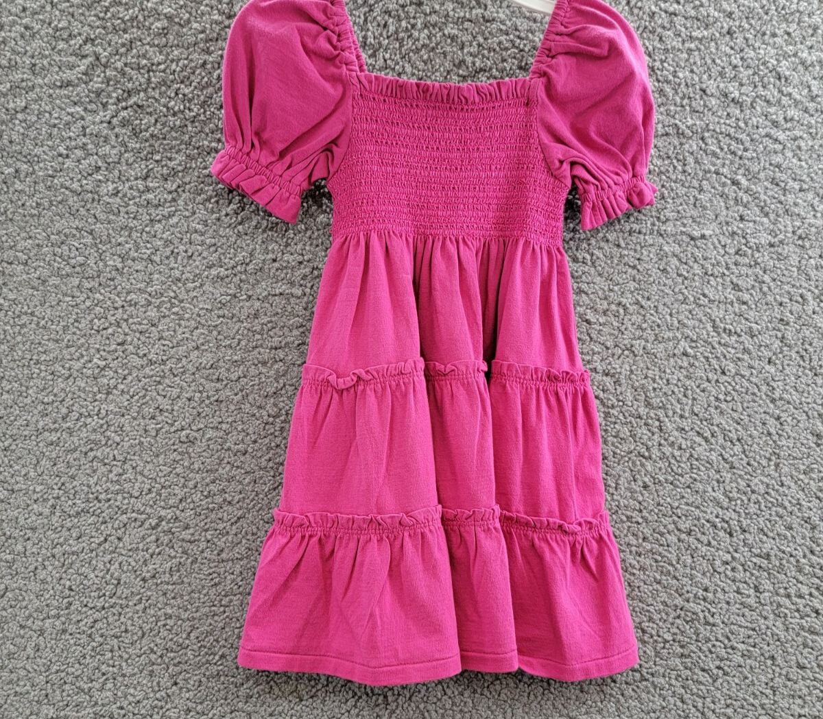 Polo Ralph Lauren Smocked Jersey Dress Little Girls 2 College Pink Square Neck - Picture 2 of 16