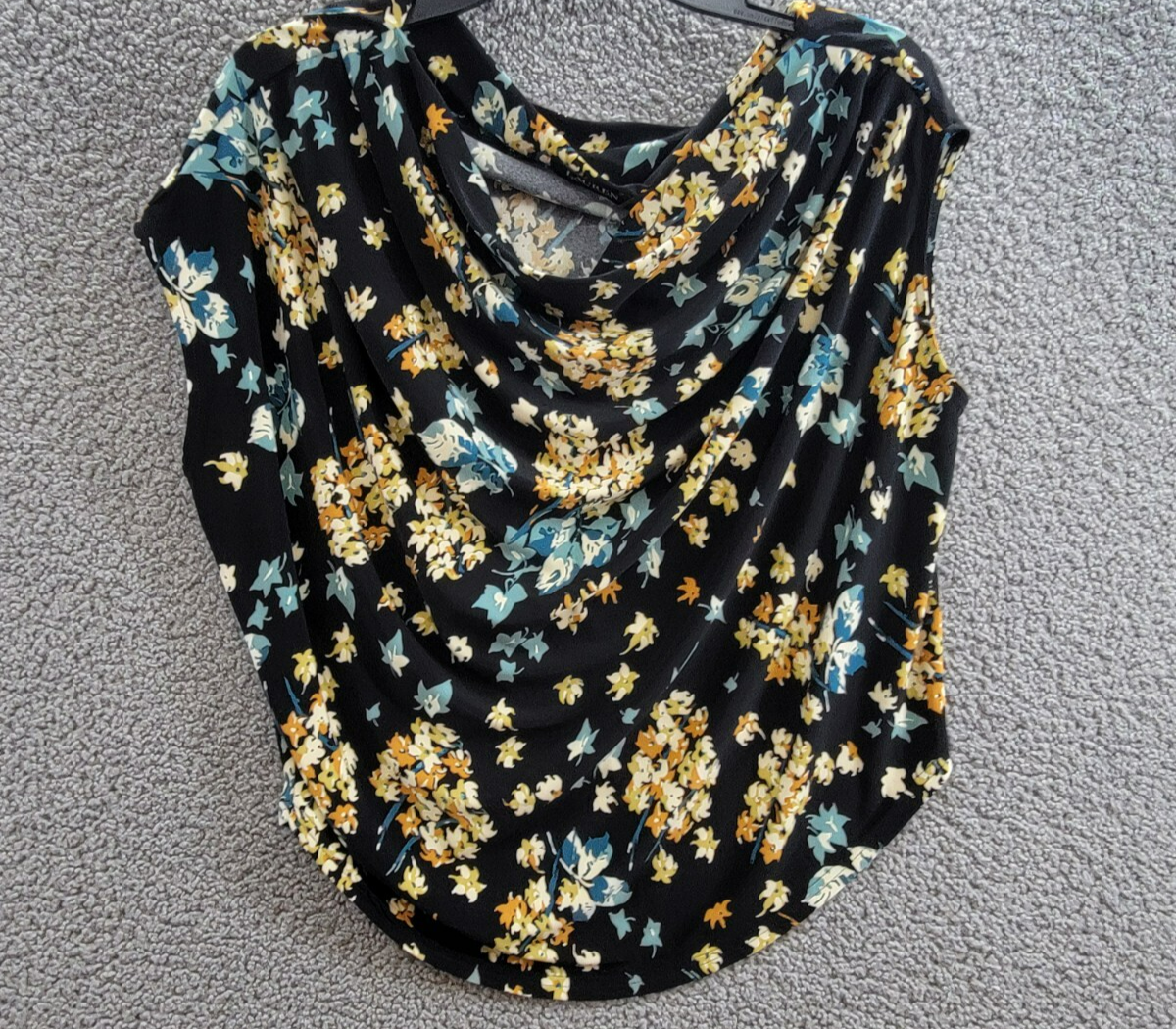Lauren Ralph Lauren Floral Off-The-Shoulder Top Women's M Black Multi Pullover - Picture 2 of 15