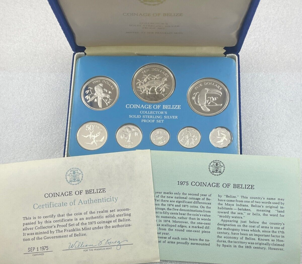 1975 Coinage of Belize - Coins of the Realm - 92.5% Silver