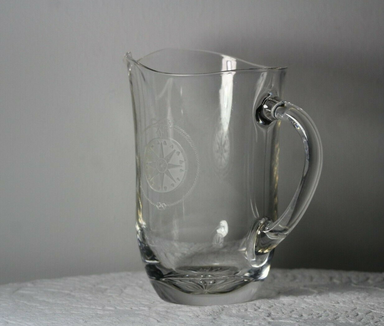 Vintage Gucci Italy Nautical Ships Compass Rose Etched Crystal Decanter