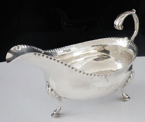 Sterling Silver Sauce Boat, Crested Etridge, London Antique 1791, As Found