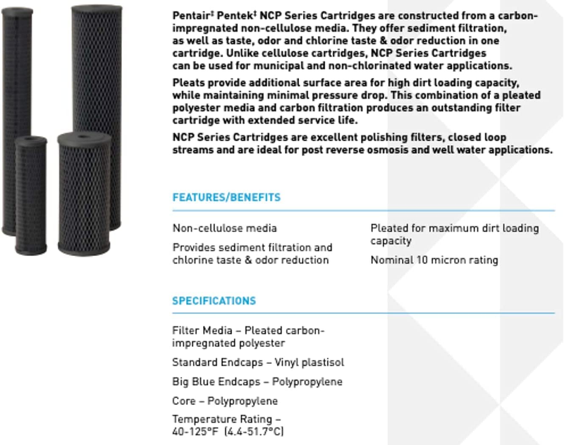 Pentair  NCP-20BB Big Blue Carbon Water Filter, 20-Inch, Whole House Non-