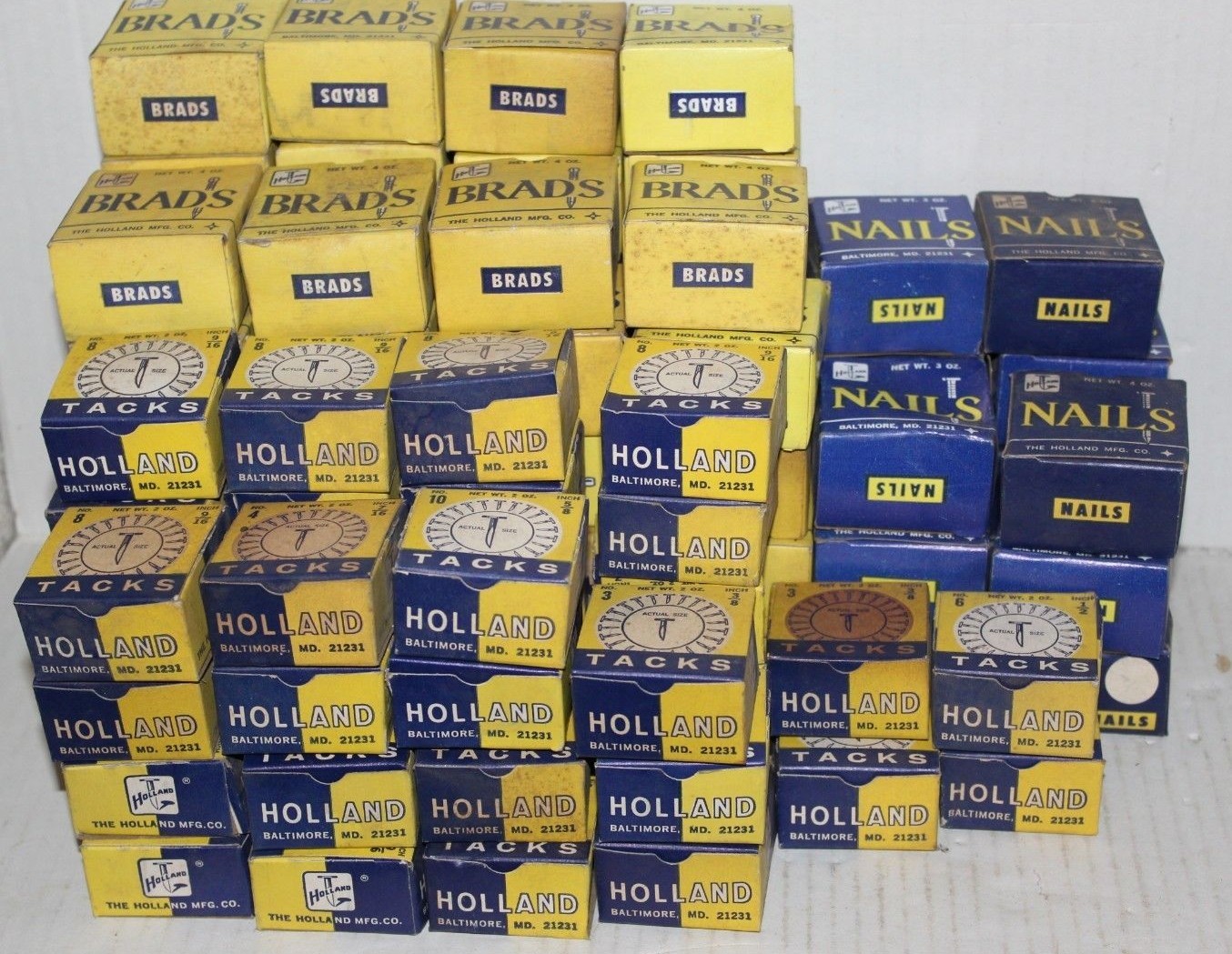 Brads Holland MFG Baltimore Maryland Vintage Big Mixed Lot Nails and Tacks