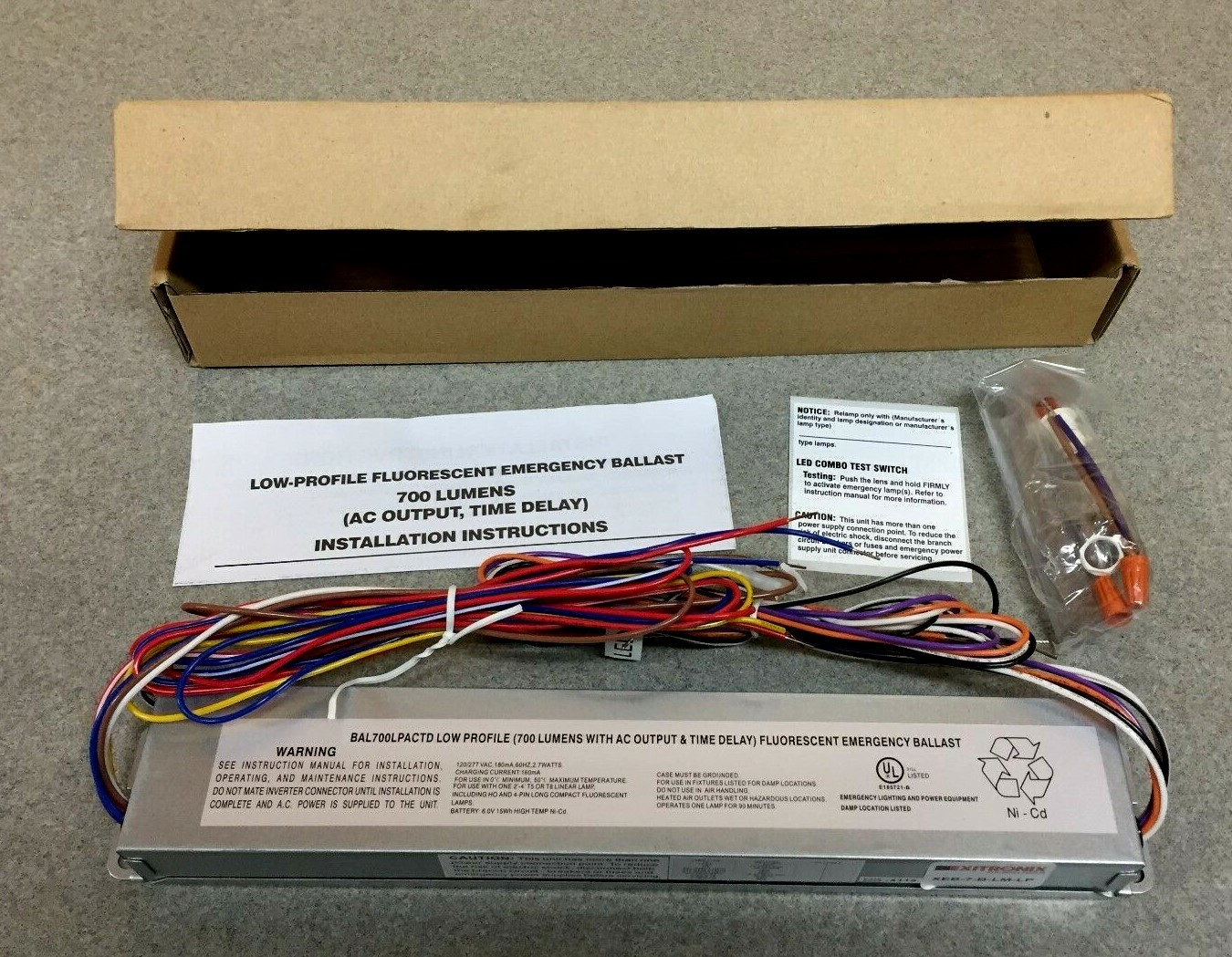 New Exitronix XEB-7-B-LM-LP 350-700 Lumen Low Profile Emergency Ballast