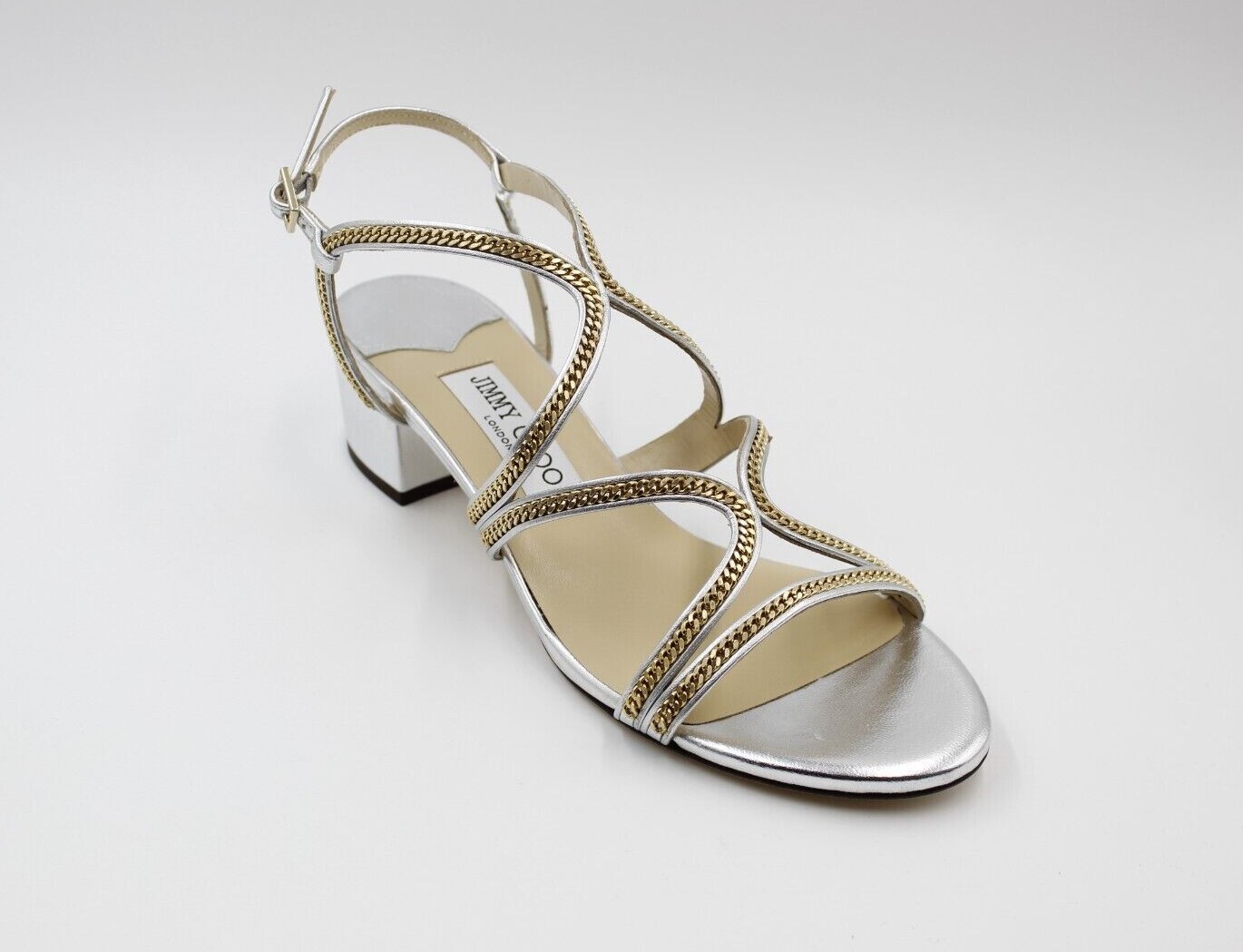 JIMMY CHOO ゴールド ミュール　サイズ35 Authentic Jimmy Choo Yellow Patent Strap Heel Sandal Size