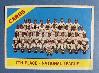 1966 Topps - #379 St. Louis Cardinals Team Baseball Card Flood Gibson No Creases