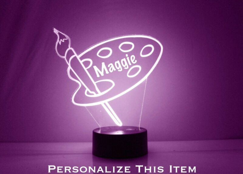 Artist Palette Personalized Night Lamp-FREE Engraved Name- LED Night Light