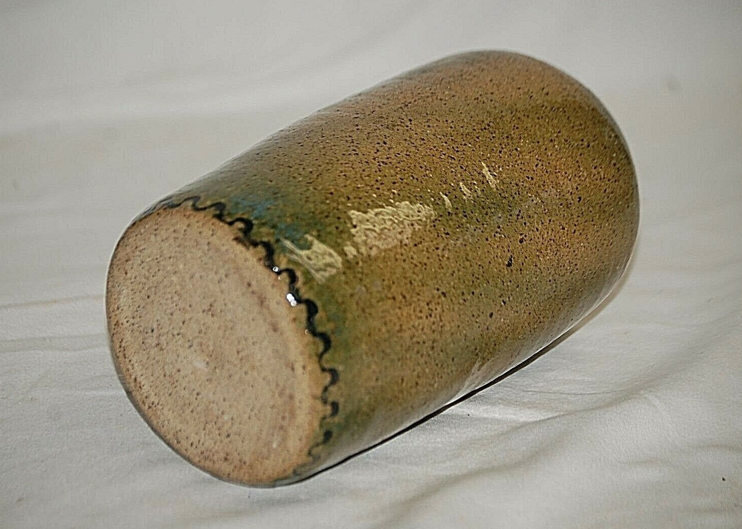 Handcrafted Stoneware Studio Art Pottery Earth Tone Speckled Vase Unsigned