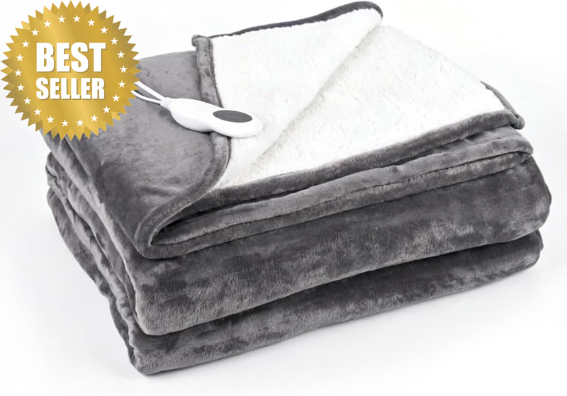 Heated Throw Blanket 130×160Cm, Electric Blanket with 10 Heat Levels & 8H Auto O