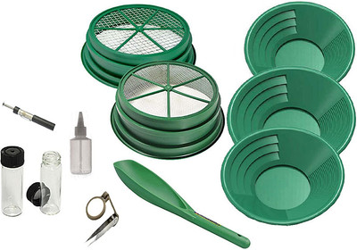 11 Pc Prospecting-Mining-Panning Kit- 2- Classifiers 3 Gold Pans,+ More!!