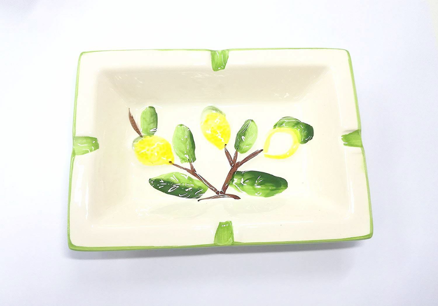 Posacenere In Ceramica Rettangolare 15x11cm Fantasia Limoni moc