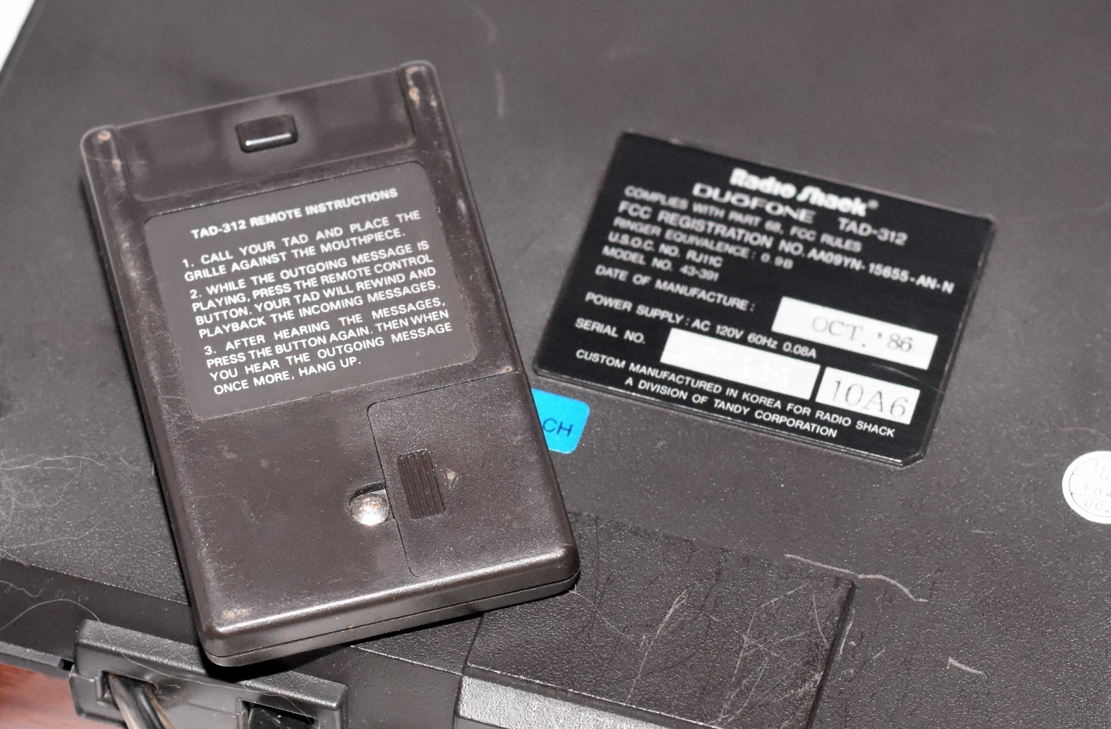 Vintage Radio Shack DUOFONE TAD-312 Dual Cassette Answering Machine w/ REMOTE