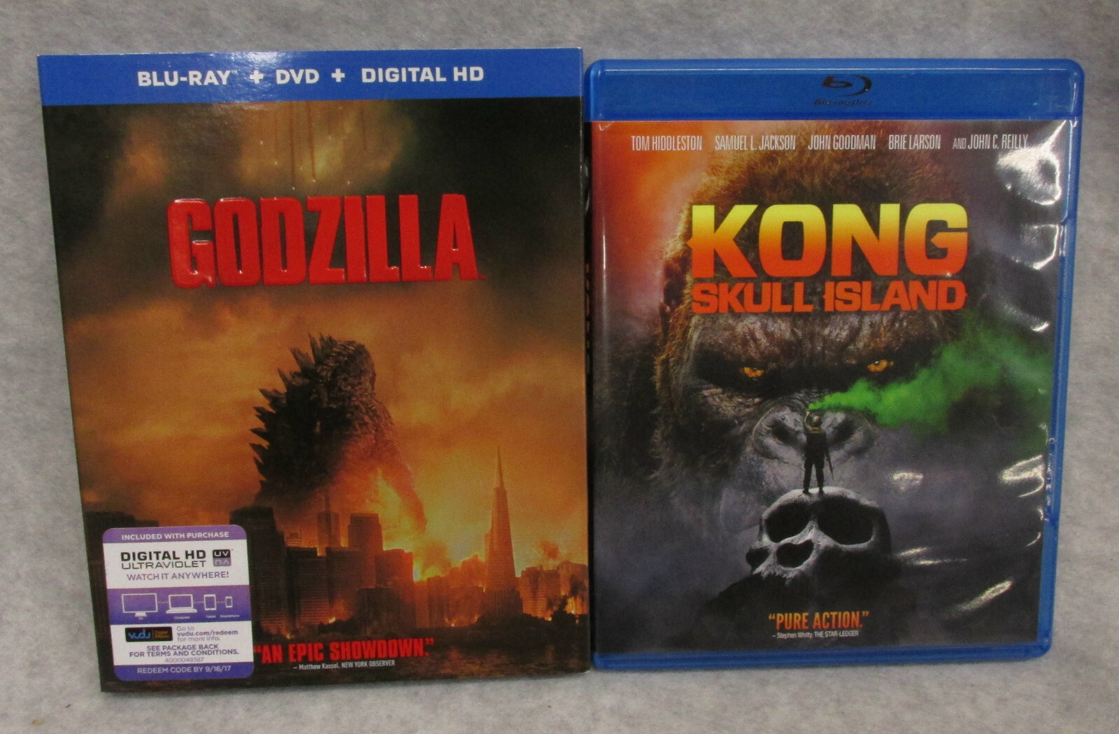 Godzilla 2014 with slipcover and Kong Skull Island Blu-ray + DVD 
