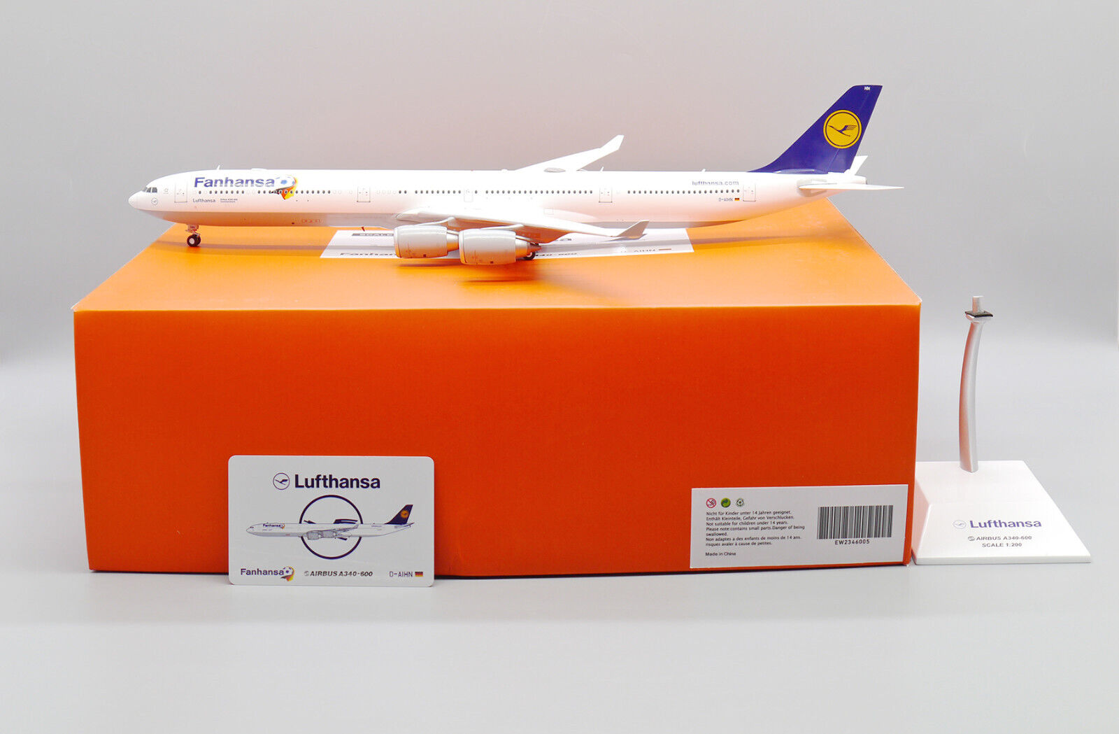 Jcwings Lufthansa Airbus A340-600 Fanhansa (D-AIHN) 1/200 Jcwings Lufthansa Airbus A340-600 Fanhansa (D-AIHN) 1/200