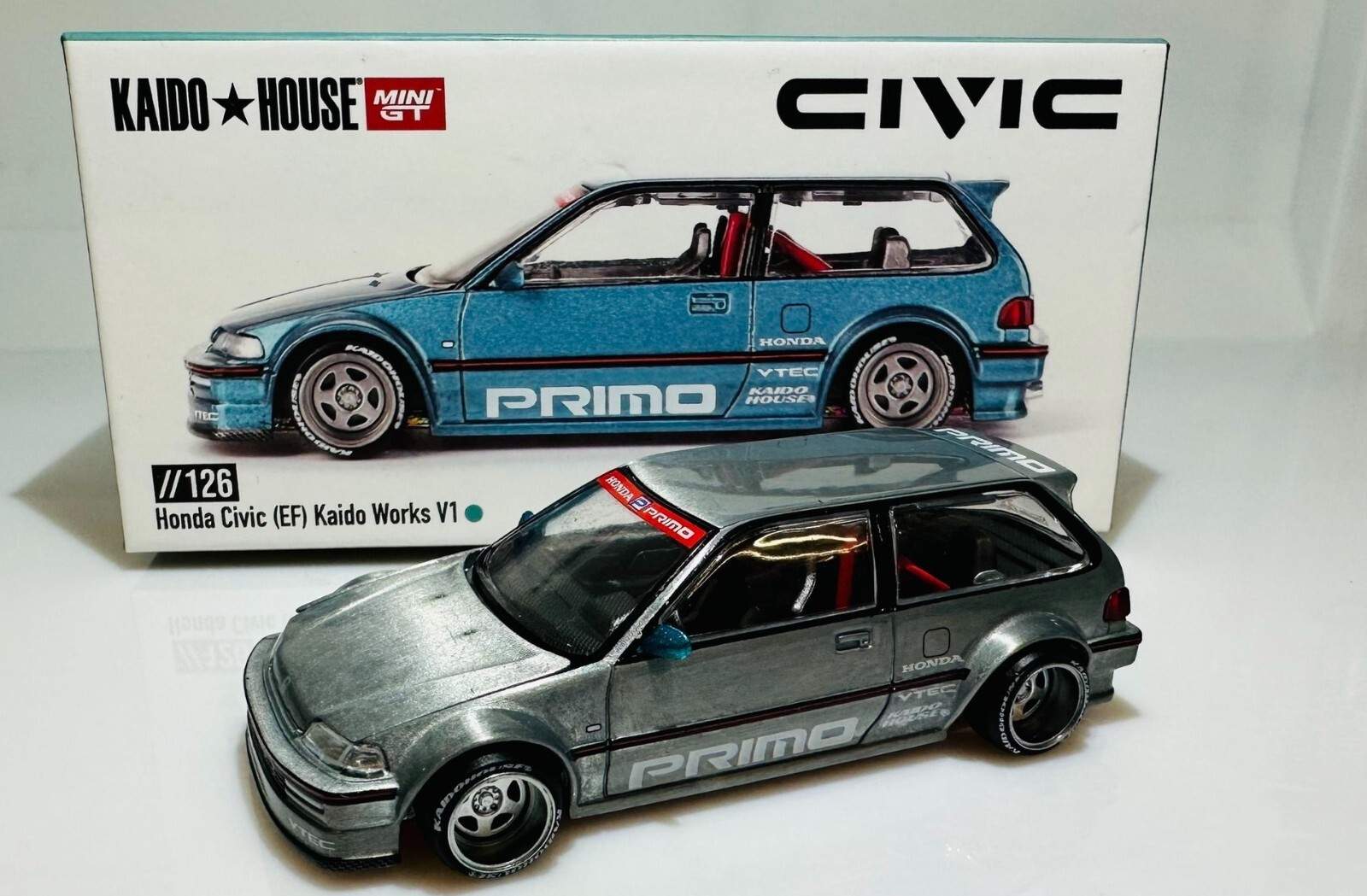 MINIGT 街道ハウス　Honda Civic (EG) チェイス KAIDO HOUSE x MINI GT SEALED BOX HONDA CIVIC KHMG126 1/64