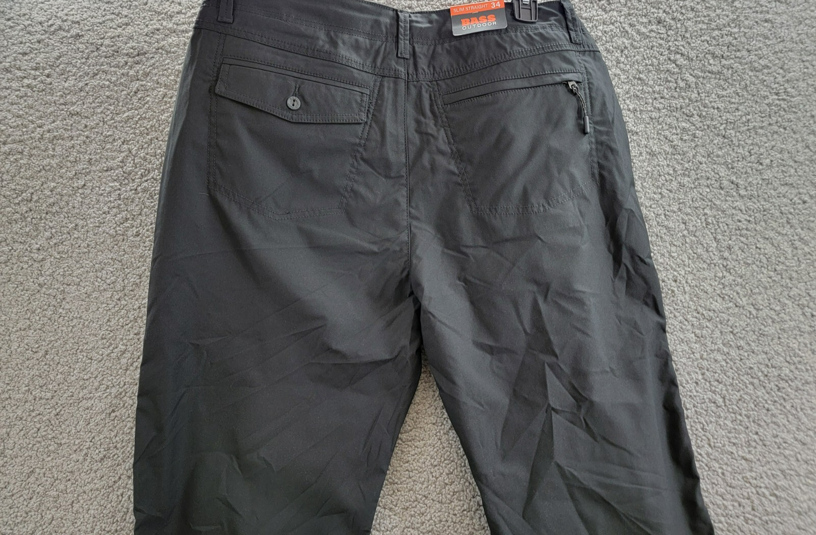 BASS OUTDOOR Straight-Fit Traveler Pants Men's 34 Caviar Button Zip Closure - Picture 13 of 19