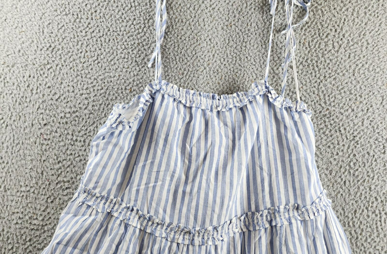 Rails Caralyn Stripe Ruffle Trim Dress Women's M White/Blue Shoulder Tie Closure - Picture 4 of 15