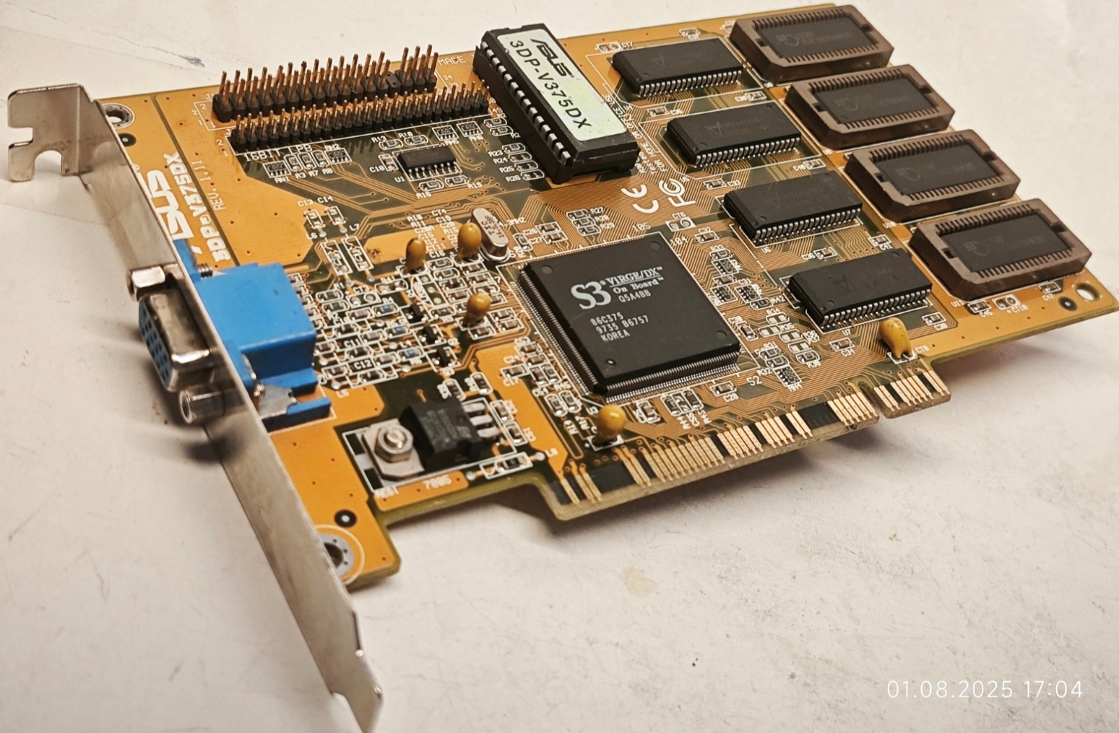 1996 PCI 3D Card ASUS 3DP-V375DX (S3 Virge DX 86C375) 4 MB