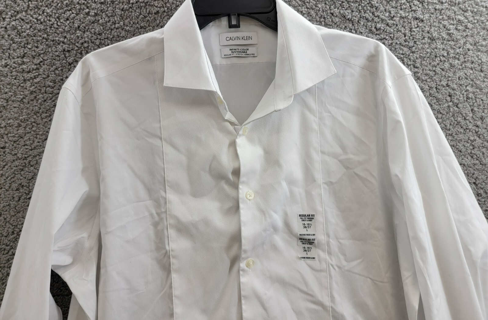 Calvin Klein Infinite Color Regular Fit Dress Shirt Men's L 16-16.5 36-37 White - Picture 3 of 19