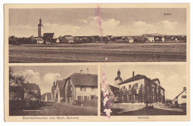 Baar Reichertshofen Gemichtwaren M. Schmid Schule Ak 1930