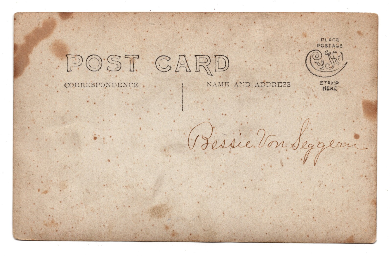 RPPC POSTCARD CIRCA 1910s YOUNG LADY IN FANCY DRESS & HAT AT FARM? UNPOSTED — additional view