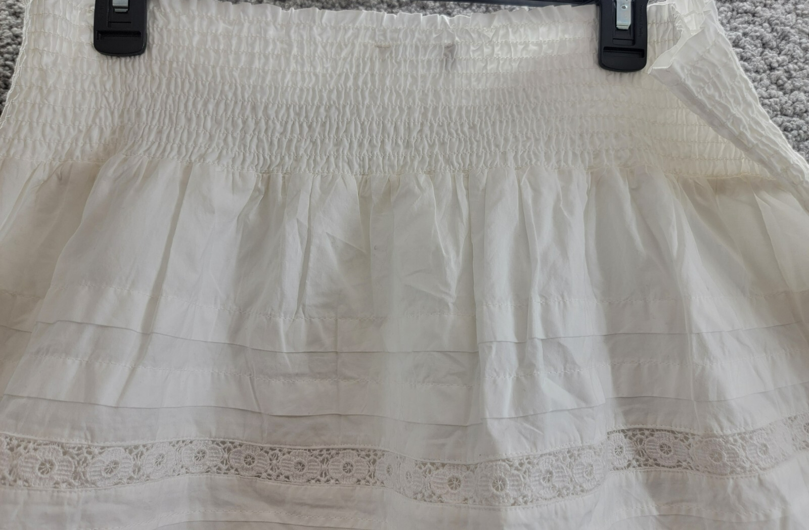 Lauren Ralph Lauren Lace-Trim A-Line Miniskirt Women's L White Elastic Waist - Picture 10 of 16