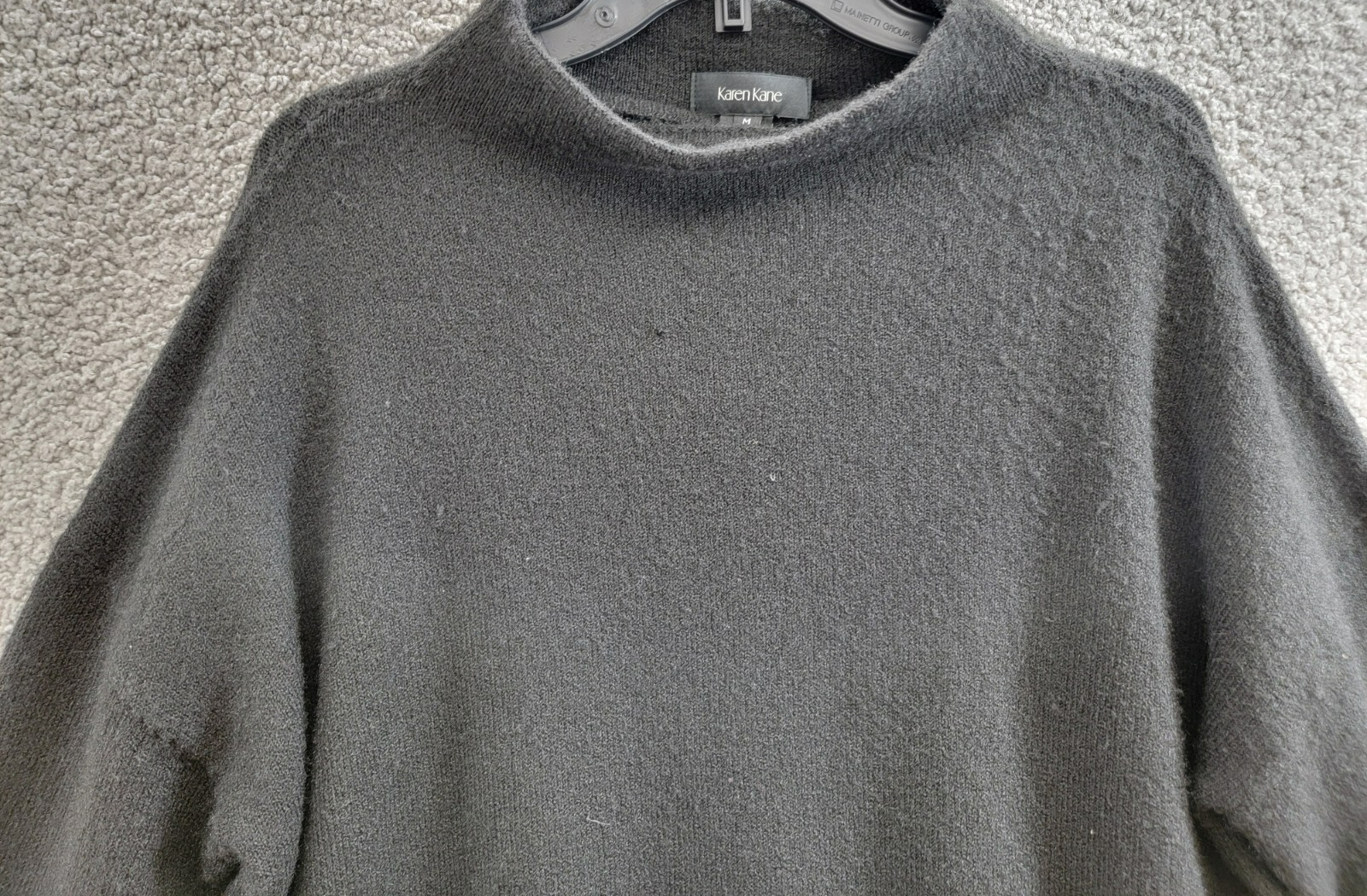 Karen Kane Ribbed Trim Mock Turtleneck Sweater Women's M Black Solid Pullover - Picture 3 of 18