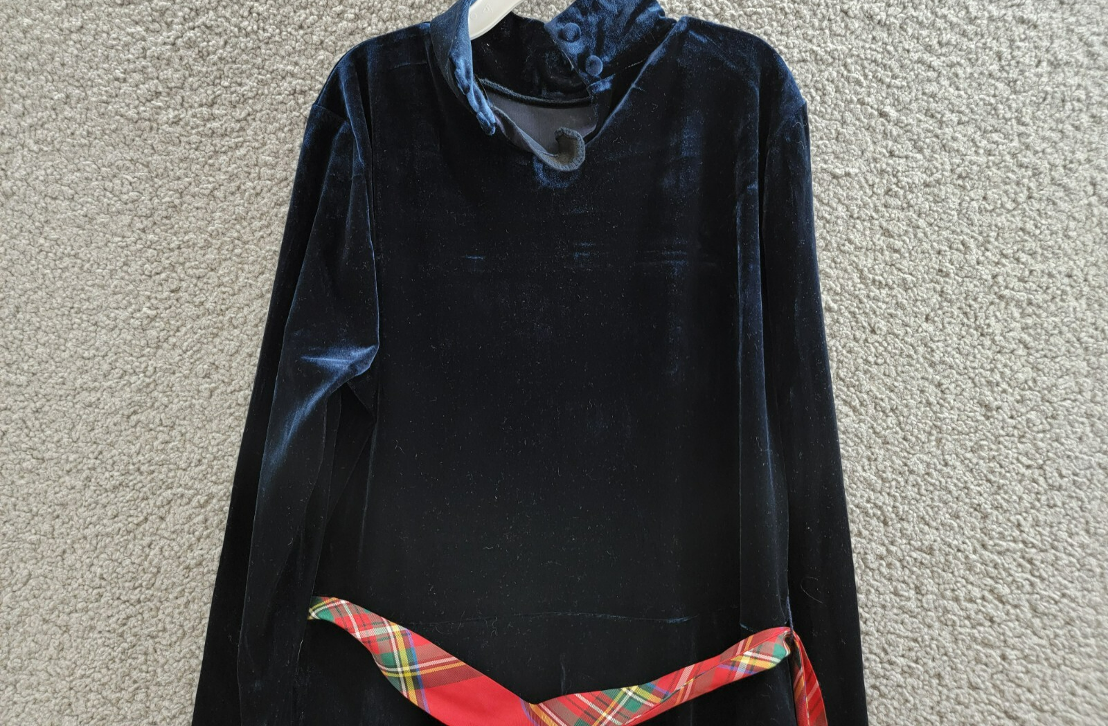 Polo Ralph Lauren Velvet High-Neck Mini Dress Girls' XL (16) Navy Button Neck - Picture 12 of 17