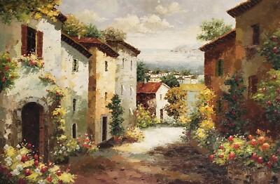 Tuscan Village #4G-1,  24x36 -100% Hand painted Oil Painting on Canvas