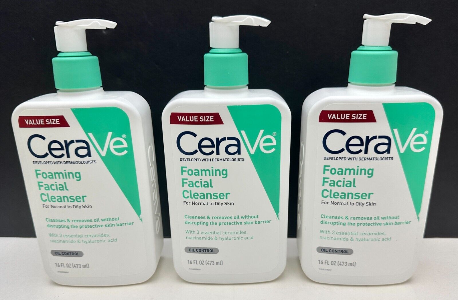 x3 CeraVe 16oz Fragrance Free Foaming Facial Cleanser for x3 CeraVe 16oz Fragrance Free Foaming Facial Cleanser for