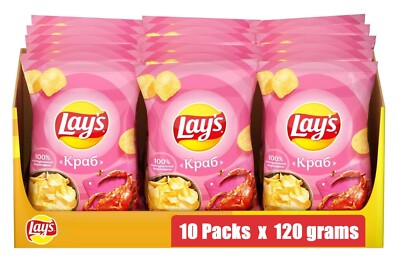   Lays Potato Chips   Crab Flavor x 10 Bags / Size 120 grams  Total 1.2 kg
