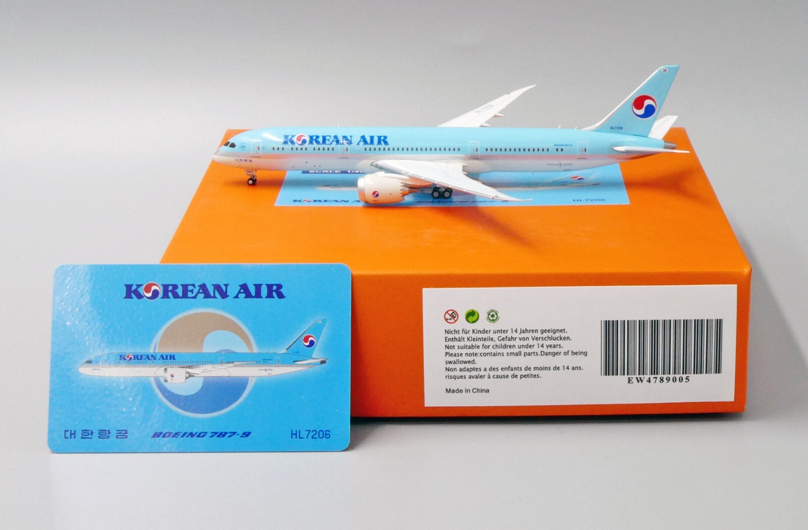 大韓航空 787-9 HL7206 1/400 Jcwings Korean Air Boeing 787-9 Dreamliner HL7206 1/400