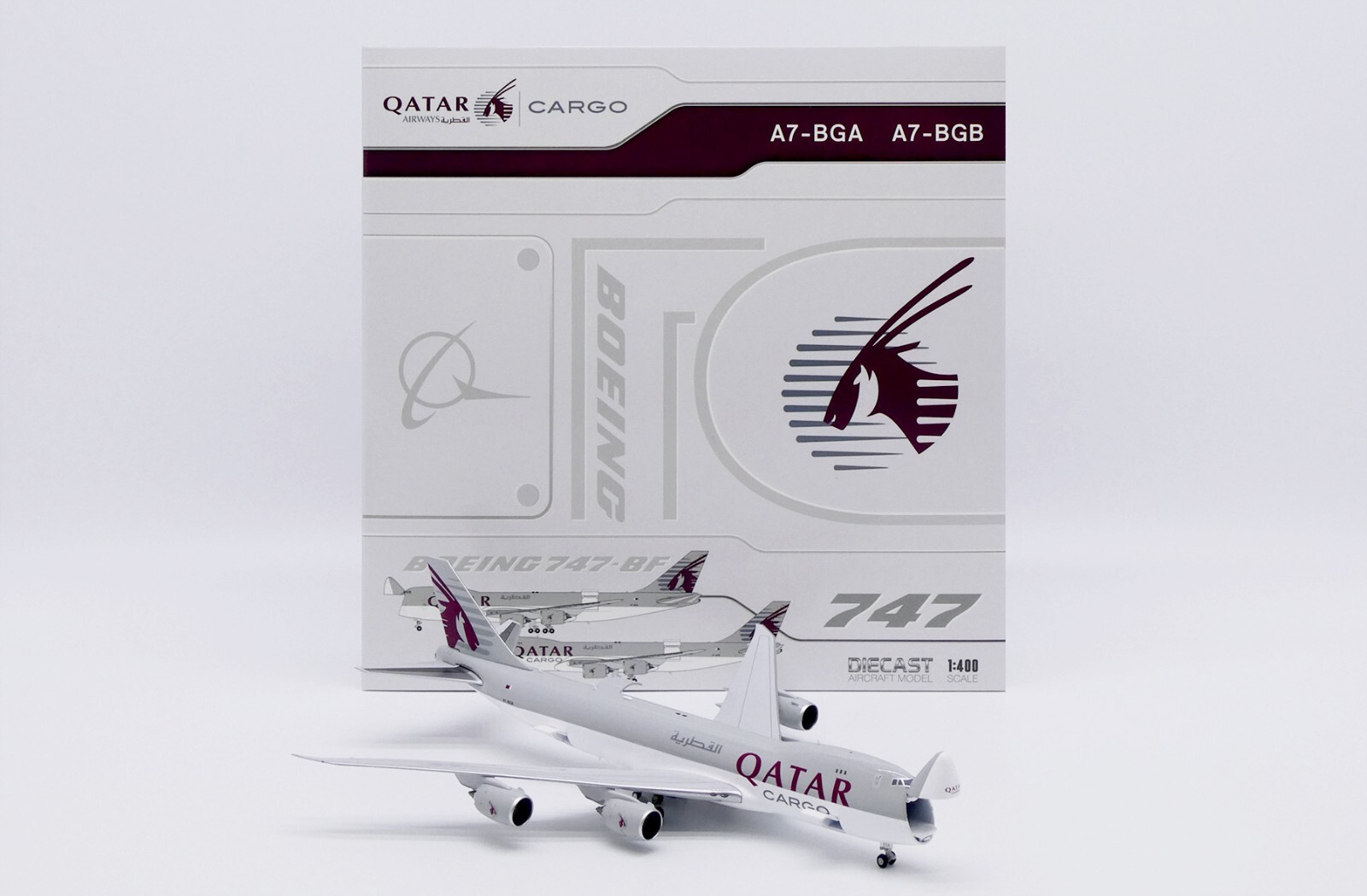 JC Wings 1:400 カタール航空 747-8F A7-BGA Qatar Airways Cargo B747-8F Reg: A7-BGA JC Wings 1:400