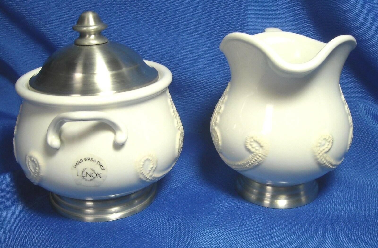 Rare Lenox Linen Closet Cream and Sugar Bowls