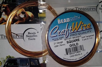 Square Craft Wire - Wire Elements - Soft Temper - 21 Gauge, 4 Yard Coil - Gol...