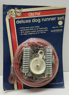 Dog Tie Out Cable Set 40FT Heavy Duty Dog Run Cable For Dogs Up to 150lbs