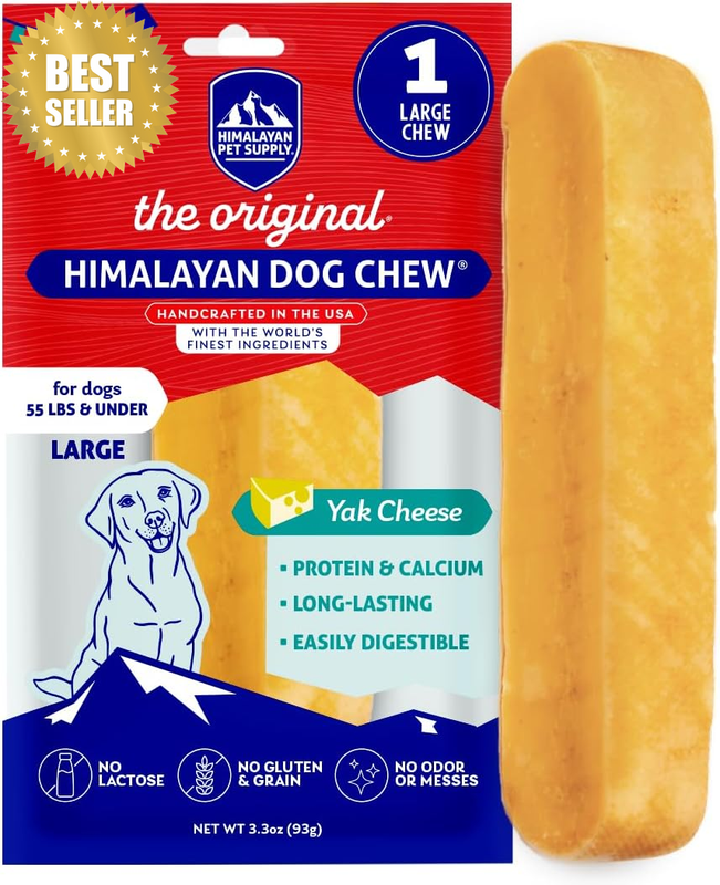 Original Yak Cheese Chew, 1 Large Stick, 3.3 Oz, Gluten Free, Healthy Treats, Gr