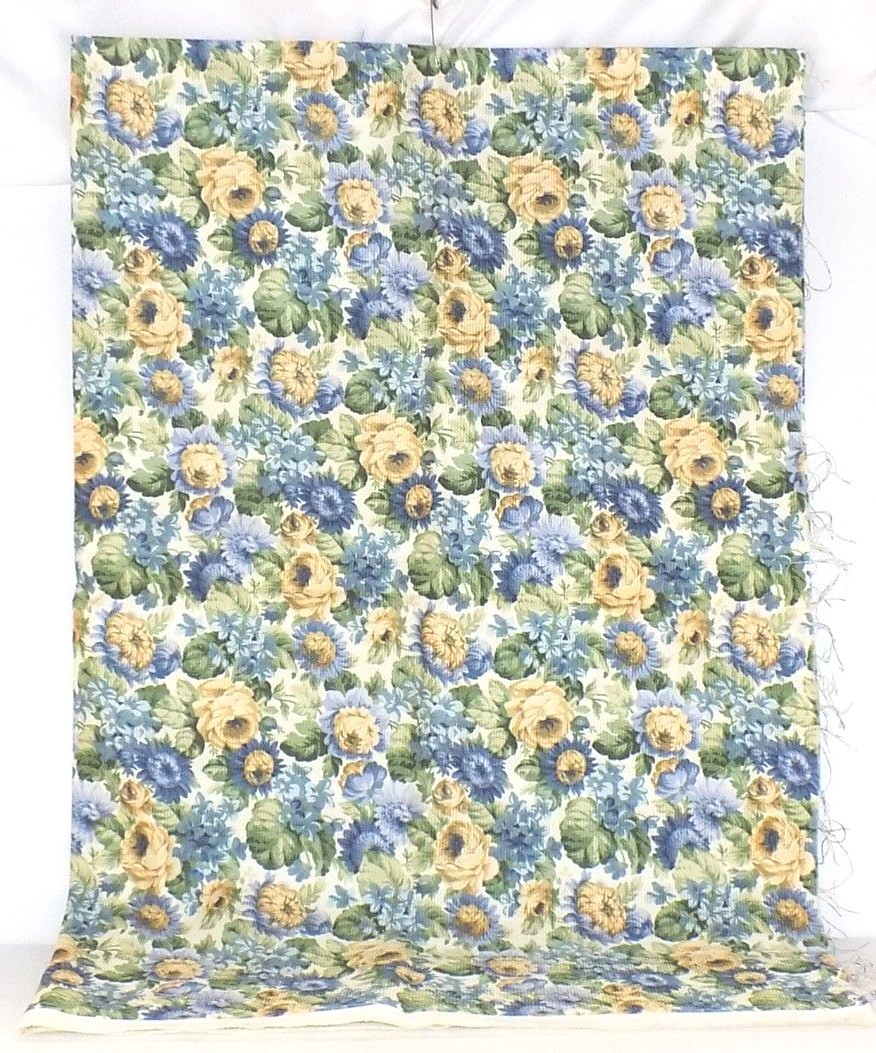 Mill Creek Upholstery Fabric Floral Design Blue Yellow Green 53 1/2