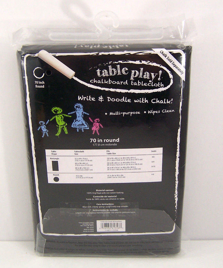 Chalkboard Tablecloth Teacher Home School Classroom Chalk 70” Round Table Play