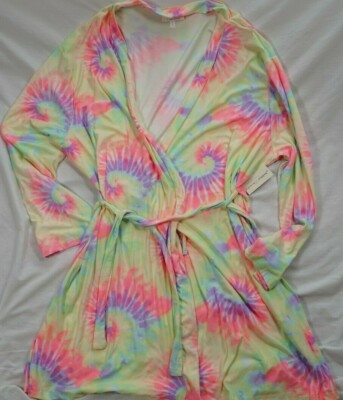 NEW Women's Pastel Tie Dye BOBBIE BROOKS Lightweight Long Sleeve Robe Sz S