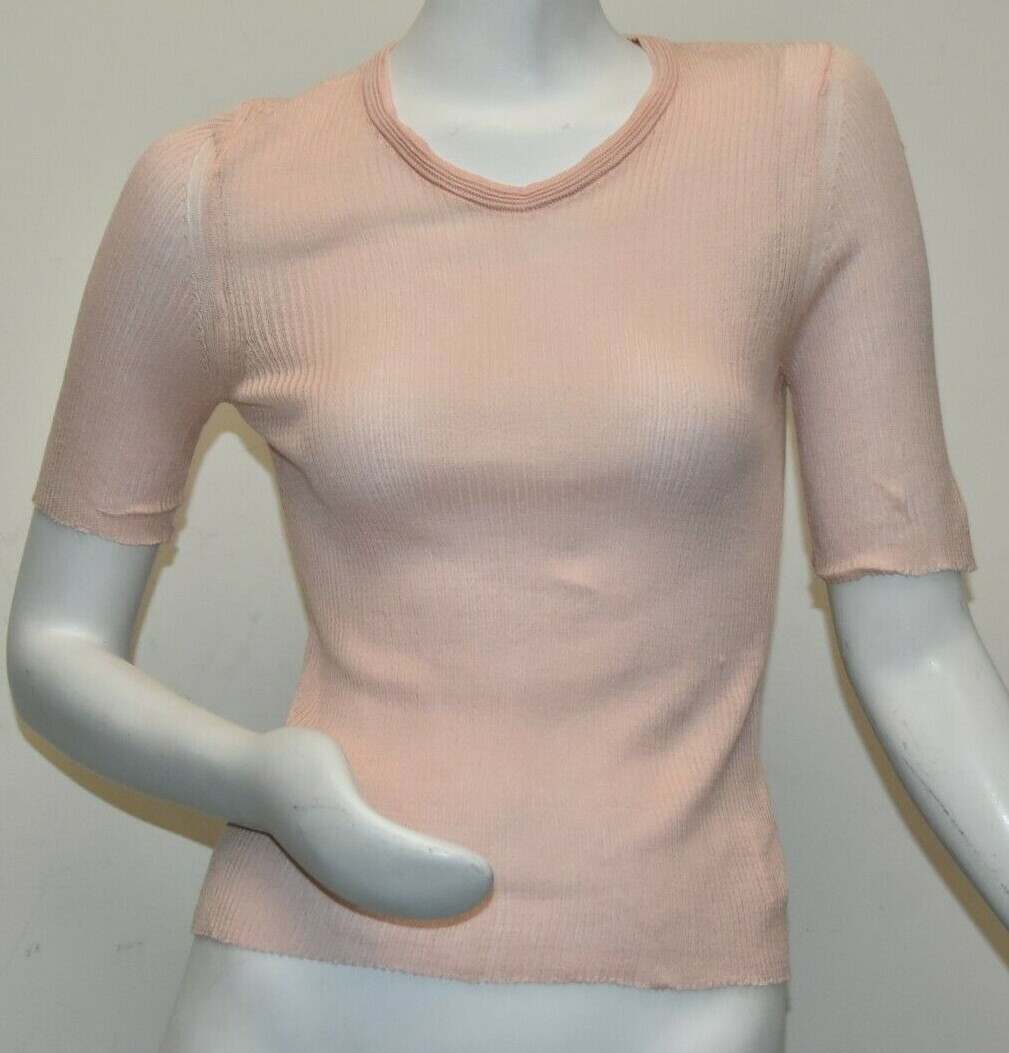 PIAZZA SEMPIONE NEU PIAZZA SEMPIONE GERIPPTES TOP ENGANLIEGEND PULLOVER PINK KURZ ARM STRICK 42