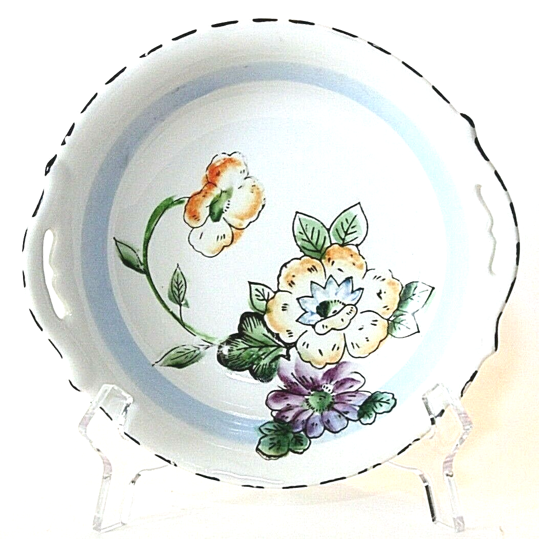 Vintage Retro 1940's Floral Bowl Shallow Ceramic 7.25