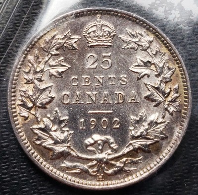 1902H Canada Silver 25 Cents Quarter ***ICCS Graded MS-64*** Conservative Grade
