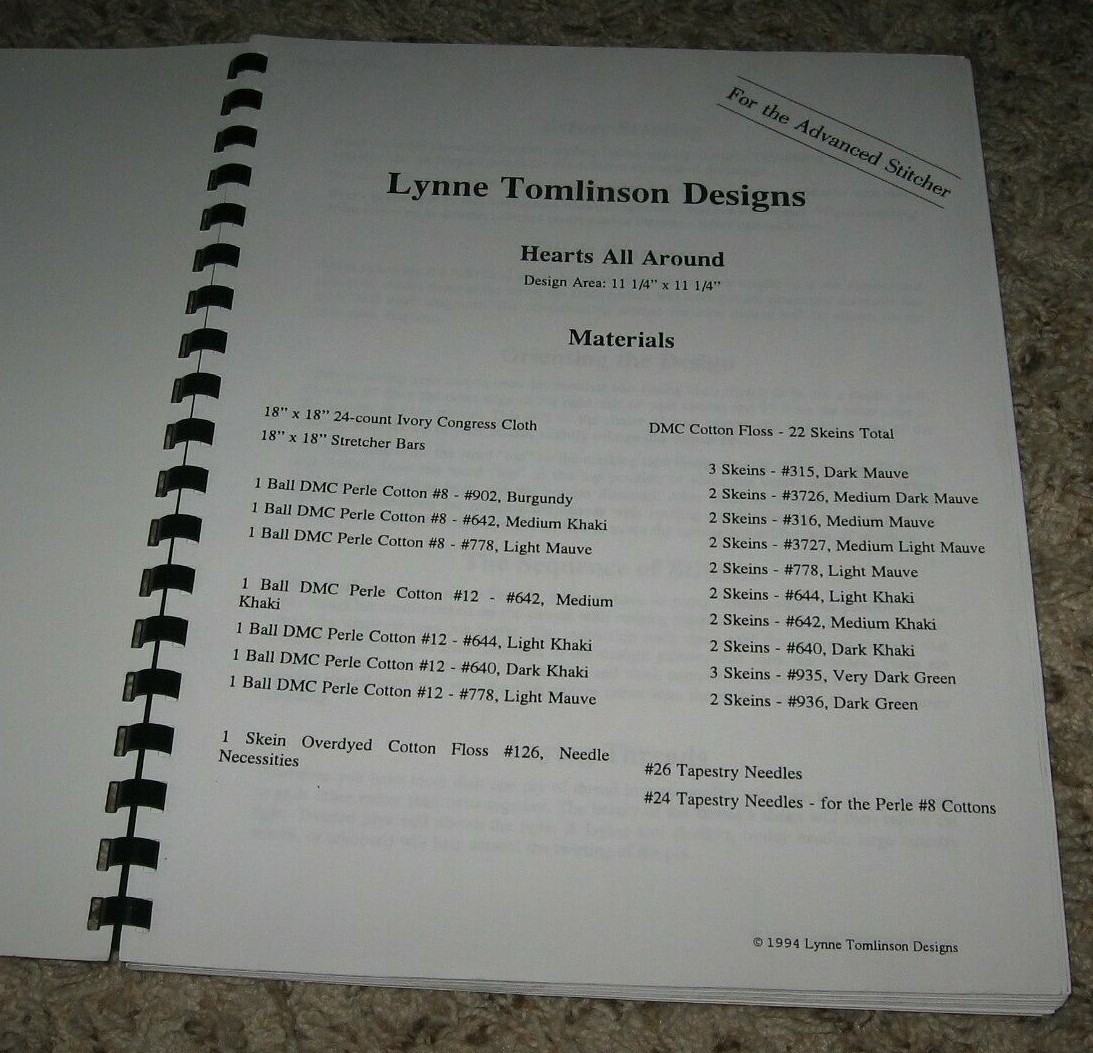 RARE!!~HEARTS ALL AROUND~~LYNN TOMLINSON DESIGNS~~NEEDLEWORK~~GD/VGC