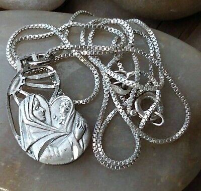 Our Blessed Mother Mary Catholic Necklace Medal Religious Vintage Pendant NEW