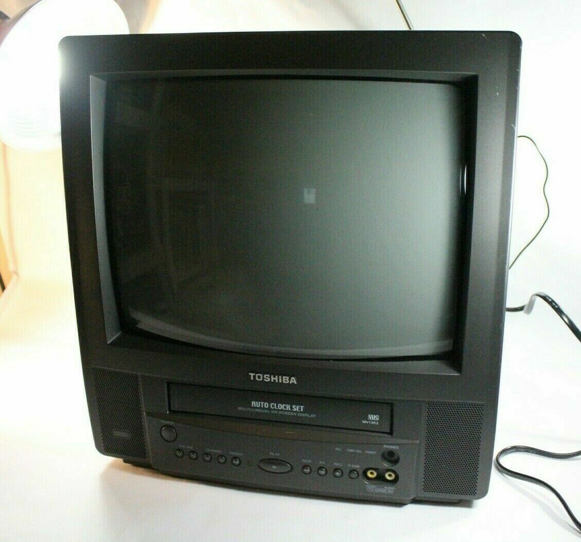 Toshiba Mv13k2r 13 Tv Vcr Combo Vhs Player Line In Gaming Monitor With Remote