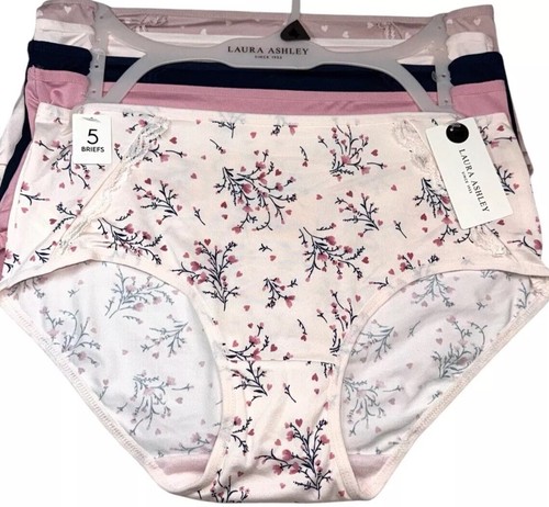 LAURA ASHLEY Womens 5-Pack Briefs Underwear Panty Floral Polyester