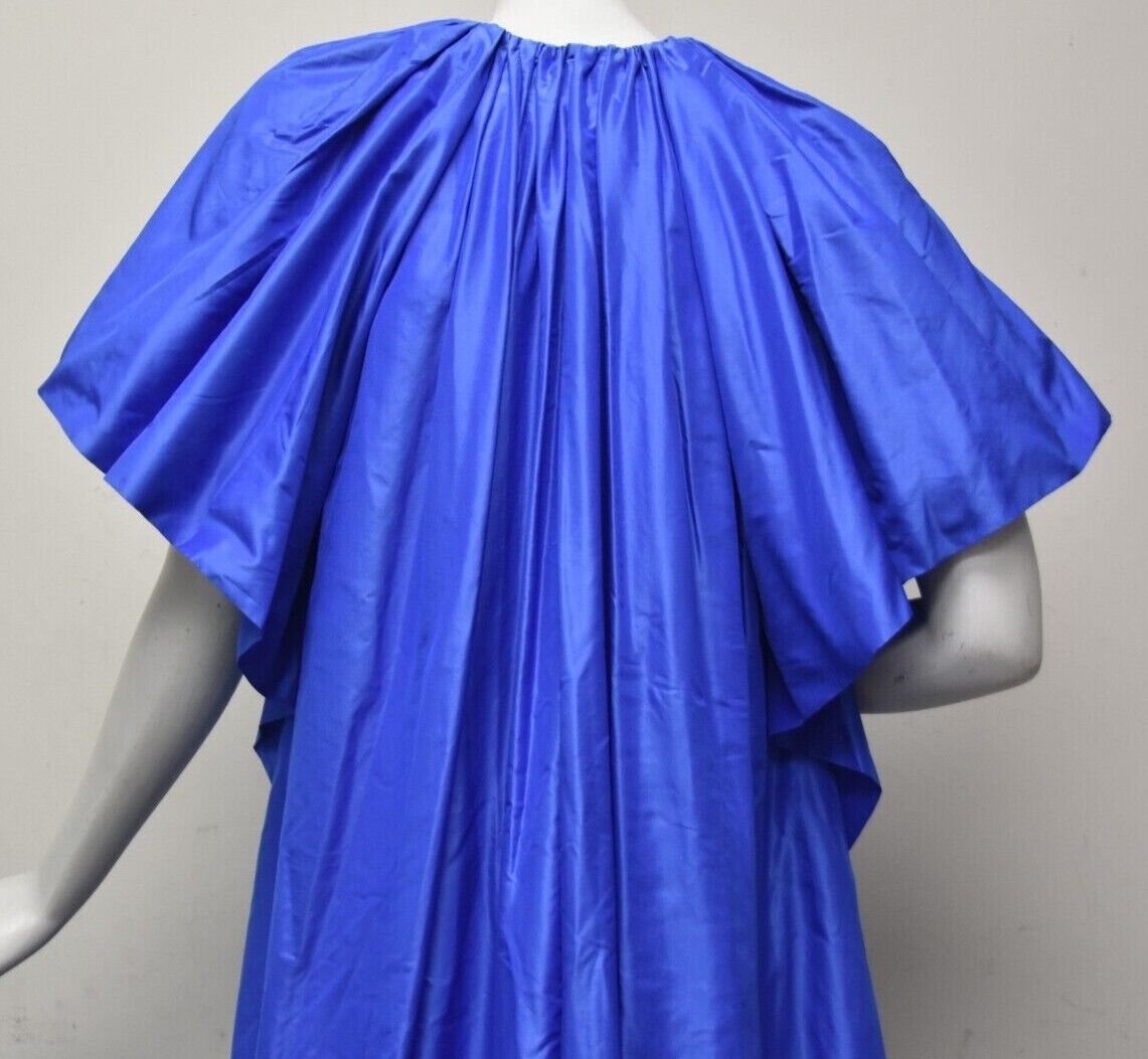 Pre-owned Oscar De La Renta Royal Blue Maxi Button Dress Gown Caftan Coat L Xl Xxl .