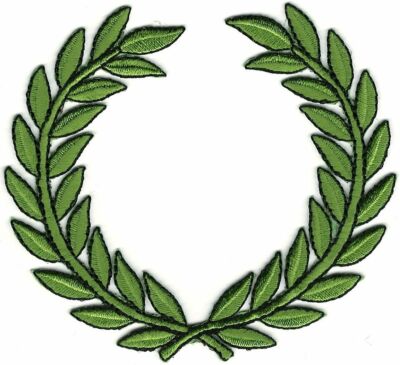 3.75'' x 3.75'' Olive Green Laurel Wreath Embroidery Patch SCA